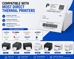 4″x6″ Fanfold Direct Thermal Shipping Labels for Zebra and Rollo Printers 500 PC