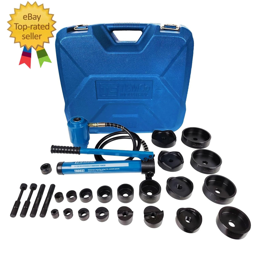 Temco TH0037 4″ Hydraulic Knockout Punch Electrical Conduit Hole Cutter Set KO T