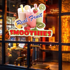 Food Truck Decals Real Fruit Smoothies Restaurant & Food Concession Sign Red