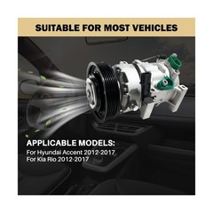 Air Conditioner AC Compressor Fits for Hyundai Accent 1.6L 2012-2017, for Kia…