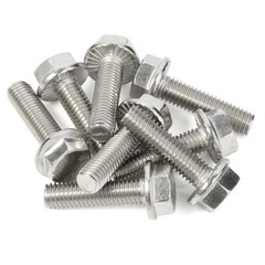 MewuDecor M5-0.8 x 12mm Flanged Hex Head Bolts Flange M5 x 12mm, Silver