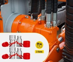2 Sets Hydraulic Quick Connect Couplers 1/2″ SAE Flat Face For Skid Steer Bobcat