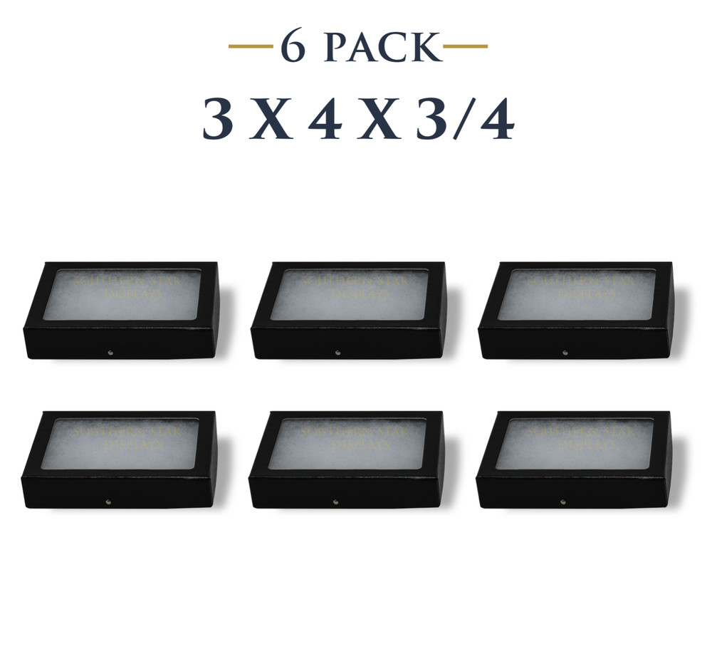 6 Pack of 3 x 4 x 3/4 Riker Display Cases Boxes for Collectibles Jewelry & More