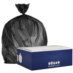 Plasticplace 12-16 Gallon Trash Bags 8 Microns Black High Density Liners 24 X