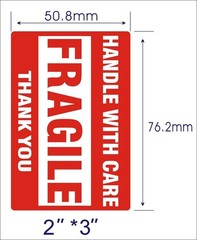 10000 2″x3″ Fragile Stickers Handle with Care Fragile Labels 500/Roll – 20 Rolls