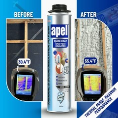 Apel Spray Foam Insulation Kit (36 x 32.80 oz./720 Bd ft) Heat and Acoustic Ins
