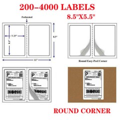 Premium 8.5×5.5 Rounded Corner Shipping Postage Labels Half Sheet Self Adhesive