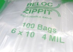 100 Zippit RELOC 6×10 Heavy Duty 4Mil Clear RECLOSABLE PLASTIC BAGS 6″ x 10″