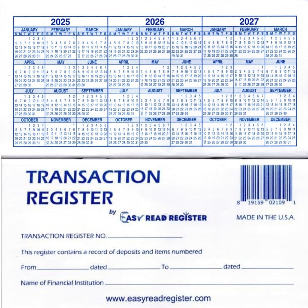 24 Check Registers for Personal Use – Easy to Read Checkbook Organizer