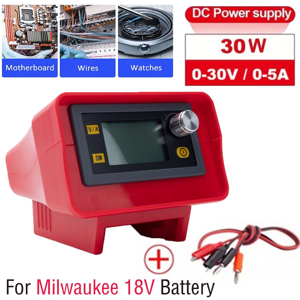 Adjustable Voltage Portable DC Power Supply for Milwaukee 18V Battery 0-30V 0-5A