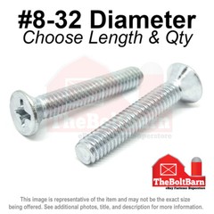 #8-32 Phillips Flat Head Machine Screws Bolts Zinc Coarse (Pick Length & Qty)