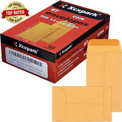 500 PCS #7 Coin Envelopes 3.5 X 6.5 Inches Brown Kraft Envelopes Classic Small P