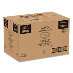 Dart 12FBRB 12 oz Compostable Fiber Dinnerware Bowl – Natural (1000/Carton) New