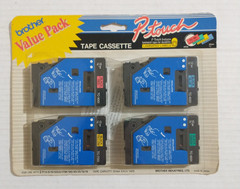 Brother P-Touch Tape Cassette Labels 4 Pack Black on Red Green Yellow Blue TC-50