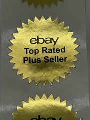 ebay TR Plus Seller badge bright gold foil 1.5″ starburst label sticker 250/rl
