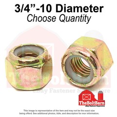 3/4″-10 Grade 8 Nylon Insert Lock Nuts Zinc Yellow Coarse Thread (Pick Qty)