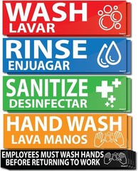 12 Pack Wash Rinse Sanitize Sink Labels Stickers, Hand Wash Sink Sign, 3 comp…