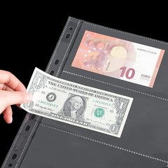 100 Sheets Currency Pages for Paper Money Collection 3 Pockets Currency Sleeve