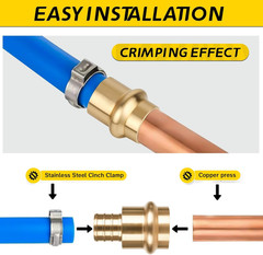 12 Pack 1/2″ Press X 1/2″ PEX Crimp Coupling Brass Fittings – Lead-Free Copper P