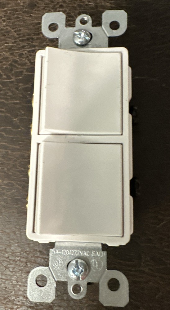Commercial Grade Double Stack Rocker Decorative Single Pole Switch 15A 120-277V