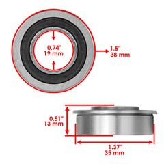 Caltric F6003-19-2RS F6003 Flange Deep Groove Sealed Ball Bearings 19x35x13