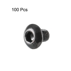 M3 x 4mm Thread 10.9 Alloy Steel Button Head Hex Socket Cap Screw Bolt 100pack