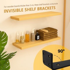Floating Shelf Bracket 4 Inch of 4 Pack Heavy Duty Shelf Brackets Black Coate…