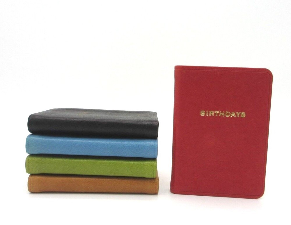 BIRTHDAYS Mini Datebook Notebook Leather Bound Soft Cover Perpetual Calendar