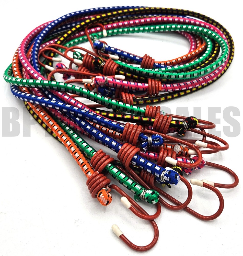 10pc 36″ Multi-Color Bungee Cord Tie Down Set Straps 2 Hook End Heavy Duty