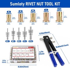 Rivet Nut Tool Kit,490PCS SAE Carbon Steel Rivnut Assortment with Rivet Nut ,…