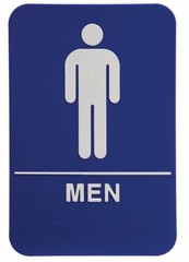 ADA Compliant, Restroom Signs, Blue, with Braille text 6″x9″