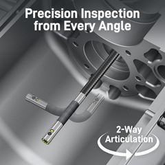Articulating Borescope with Dual Lens Endoscope Camera, Two-Way Articulated Ind