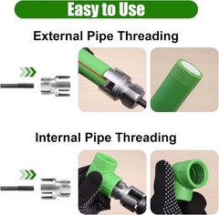 3Pcs PVC Pipe Threader Kit 1/2″ 3/4″ 1″ NPT Dual-Function Internal & External