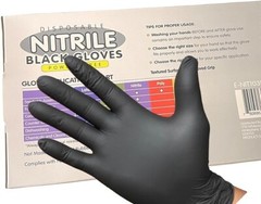 SUNSET DISPOSABLE NITRILE BLACK GLOVES 2 BOXES OF 100 EXAM GRADE POWDER FREE “L”