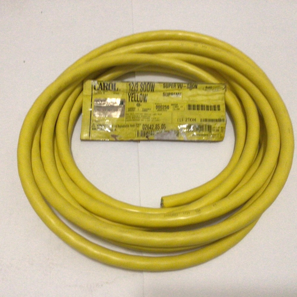 Carol 02642 Super Vu-Tron 12/3C SOOW 105C/600V Supreme Cord / Yellow 10 ft