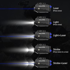 AUCLAYTEC Pistol Light Laser Combo with USB-C Charging, 500 Lumen Blue