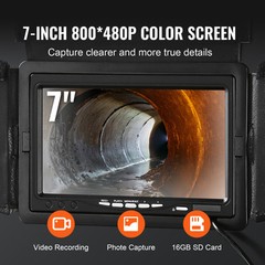 VEVOR 50m/165ft Sewer Camera Pipe Inspection Drain Camera 7 inch Screen