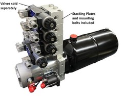 Hydraulic Power Unit 12 VDC 2.6hp 2KW 1.3-3.6 gpm 3200 psi optional valves