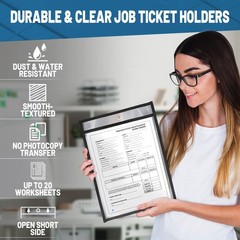30 Pack Job Ticket Holders 8.5×11 – Work Order Plastic Sleeves for Documents …