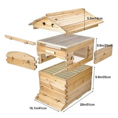 Automatic Beehive House Beekeeping Bee Hives Boxes + 7pcs Auto Honey Hive Frames