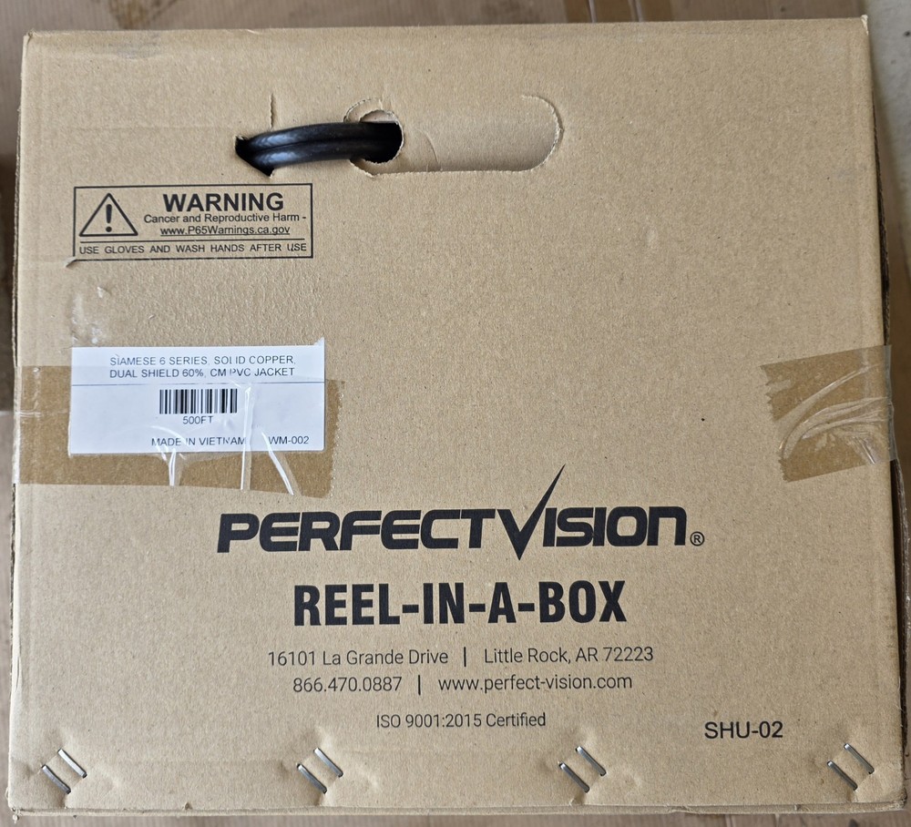 PerfectVision Solid Copper Dual Shield 18AWG PVC Black Cable 500ft WM-002