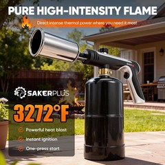 Saker MT920 Propane Torch w Max Fire Trigger 1-Touch Start Safety Lock Adj Flame