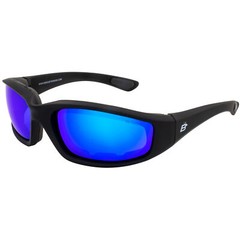 Birdz Eyewear Oriole Padded Riding Sunglasses Gloss Black Frames Blue Lenses
