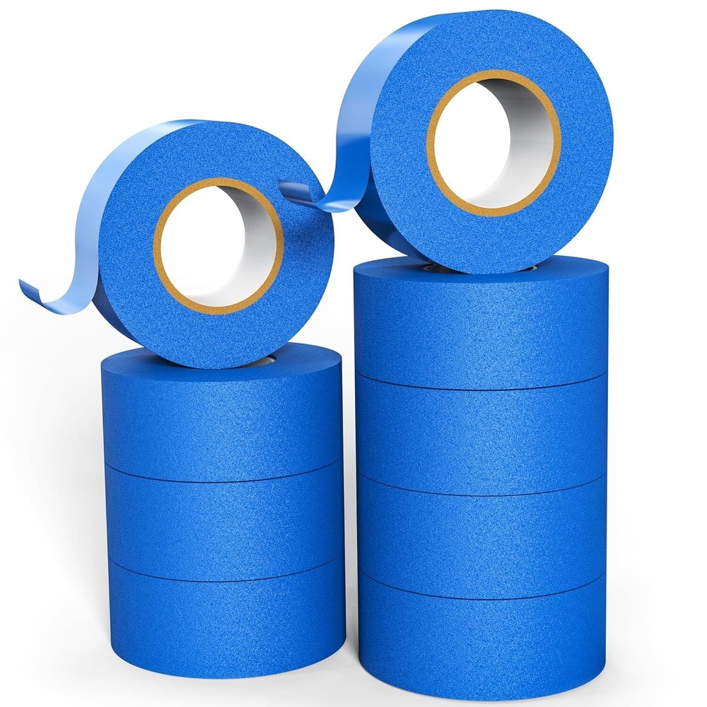 6 Rolls Blue Painters Masking Tape, 2 Inch x 60 Yards 5.5 Mil, Walls Painting