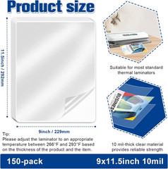 150 Pack 10 Mil Thermal Laminating Pouches Fits Letter Size 8.5 × 11
