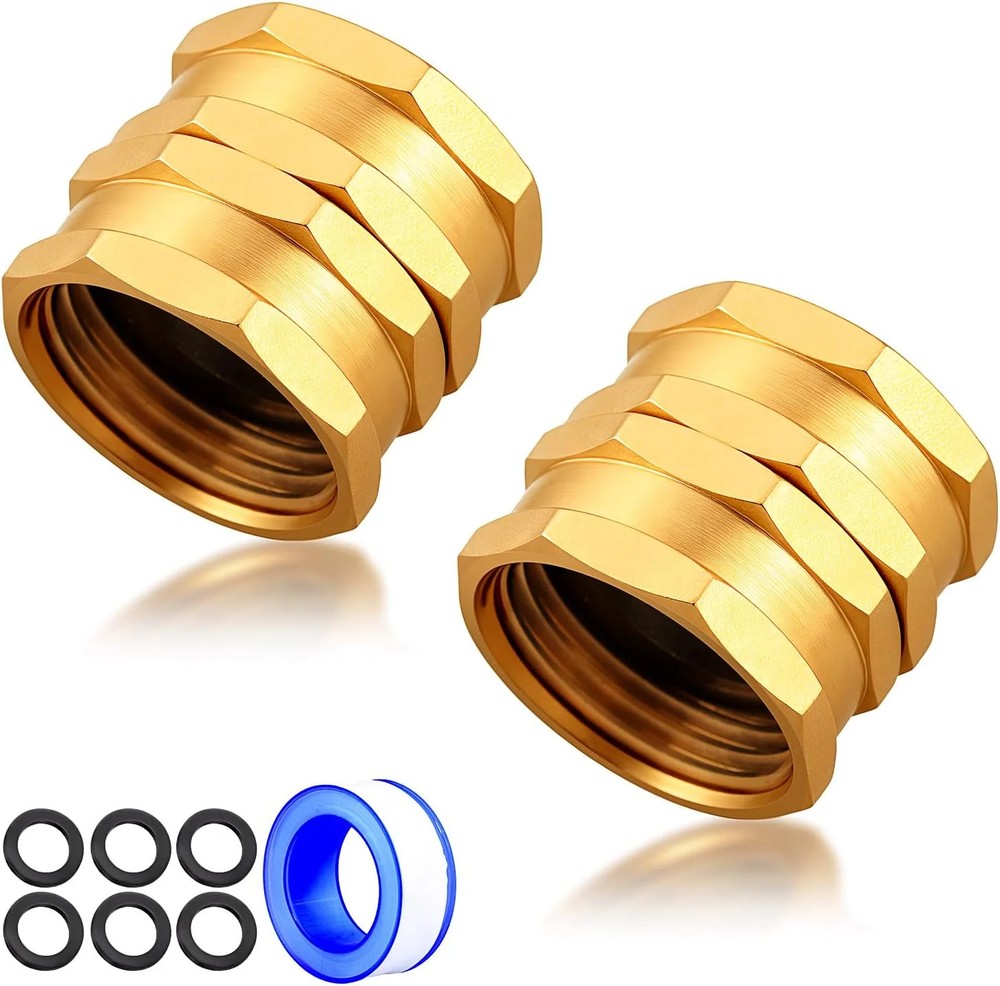 UNWAVER Garden Hose Female to Female Adapter,3/4″ GHT Heavy Duty Brass Double Fe