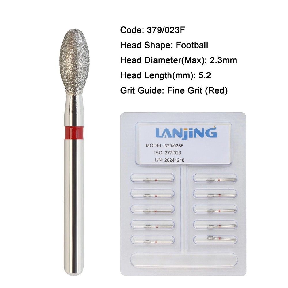 Dental Diamond Burs FG Egg Football 379/023F 379/023XF High Speed Friction Grip