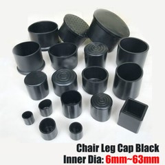 Black Chair Table Feet Stick Pipe Tubing End Cover 6mm~63mm Caps Cap PVC Rubber