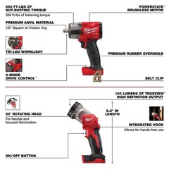 Milwaukee M18 FUEL 18V Lithium-Ion Brushless Cordless Kit w/ 2x 5.0 Ah Batteries