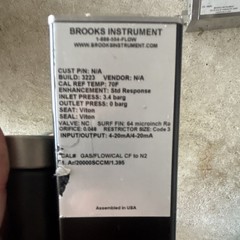 Brooks Instrument SLA5800 Mass Flow Controller SLA5850S1BAB1C2A1 20000 SCCM Ar …